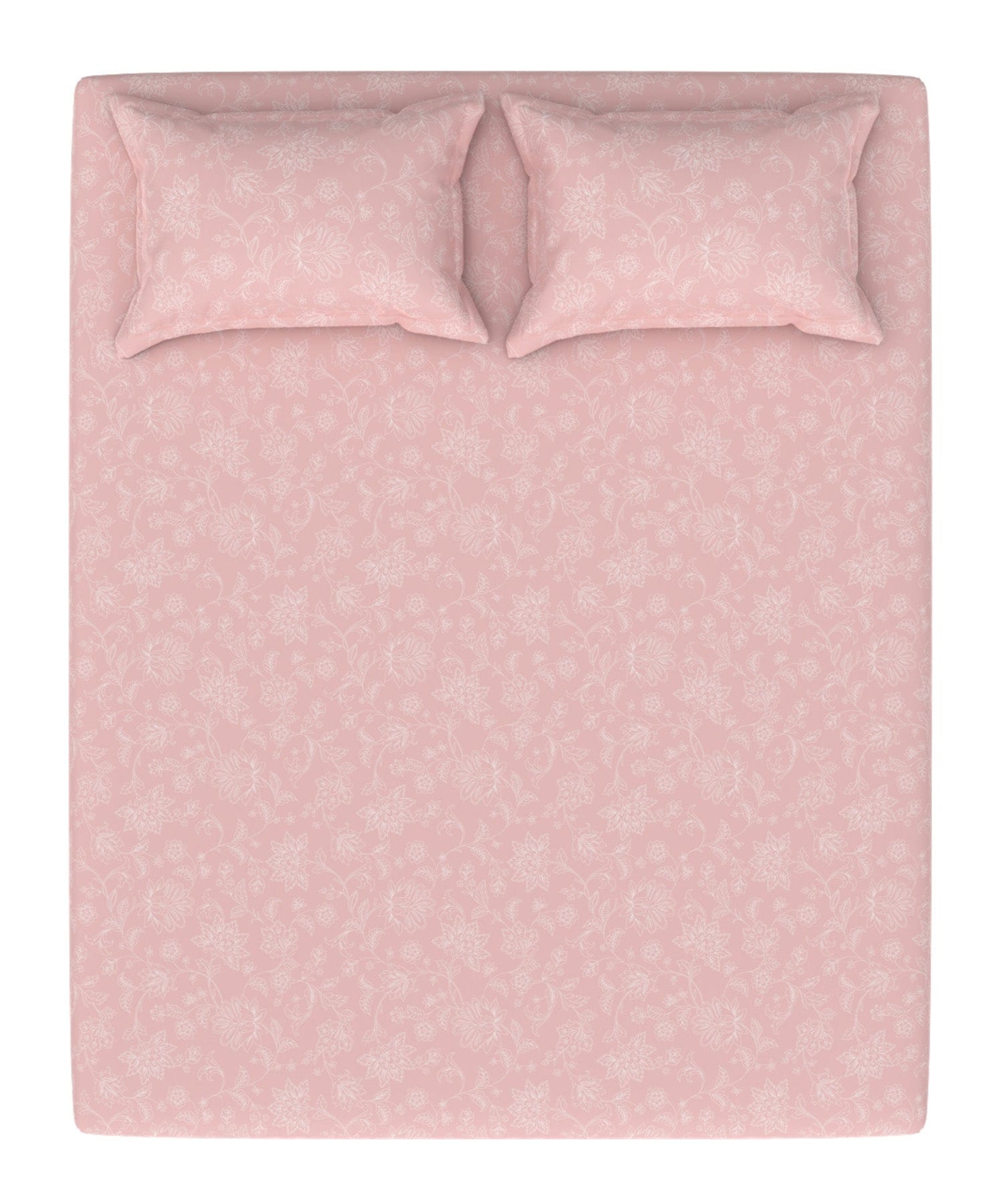 Pastel Poetry King Bedsheet Set, 100% Cotton, 144 TC,Rose