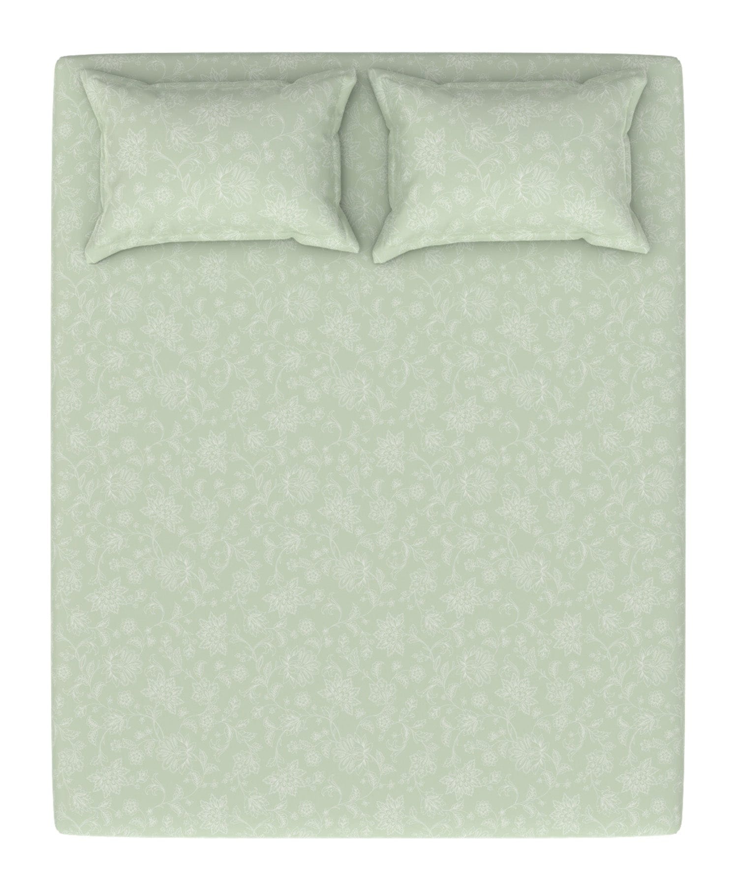 Pastel Poetry King Bedsheet Set, 100% Cotton, 144 TC,Pistachio