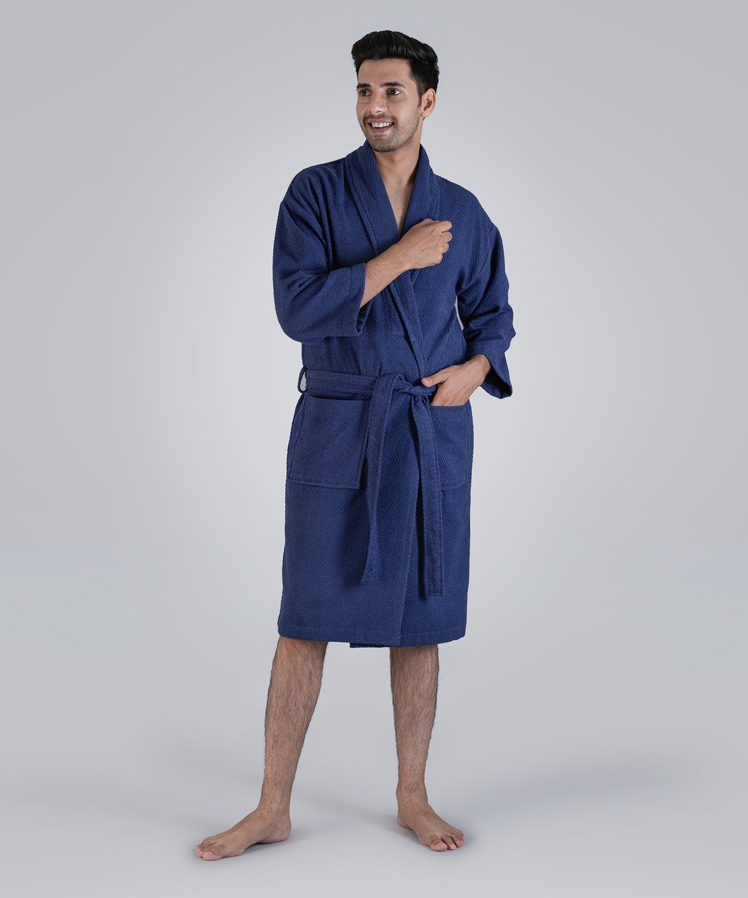 Urban Comfort Unisex Large Bathrobe, Deep Cobalt | 240 GSM Cotton – myTrident India