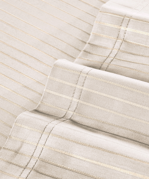 Classic Stripe Solid Dyed Single Bedsheet Set, Pearled Ivory|210 TC Cotton|1 Pillow Cover