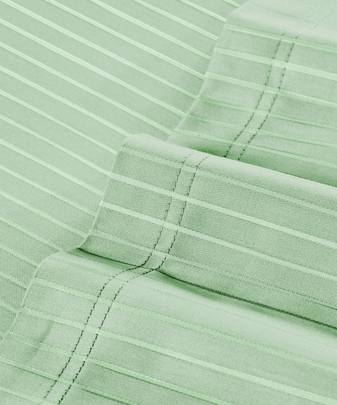Classic Stripe Solid Dyed Single Bedsheet Set, Sea Foam|210 TC Cotton|1 Pillow Cover
