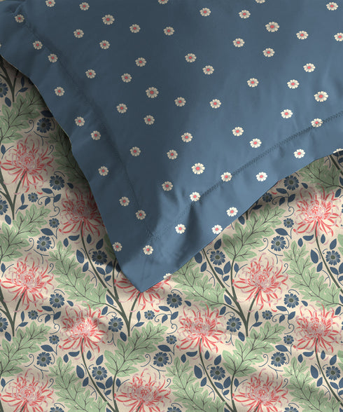 Comfort Living Queen Bedsheet Set, Serene Blue| 120 TC Cotton|2 Pillow Cover