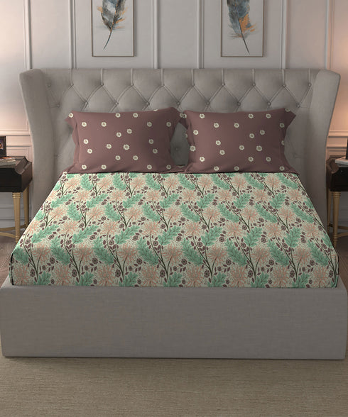 Comfort Living Queen Bedsheet Set, Serene Brown| 120 TC Cotton|2 Pillow Cover