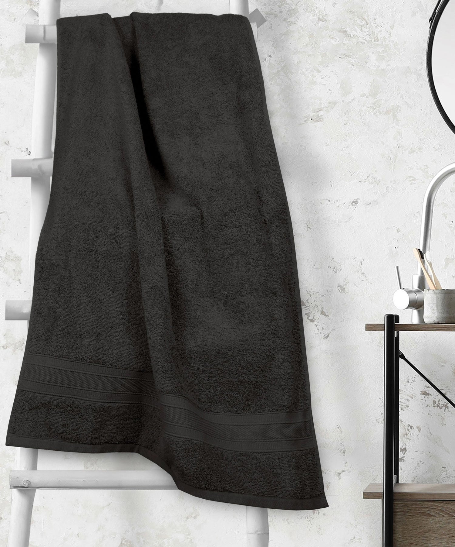Soft Comfort 1Pc Bath Towel, Allure Black|509 GSM Cotton|Air Rich Technology