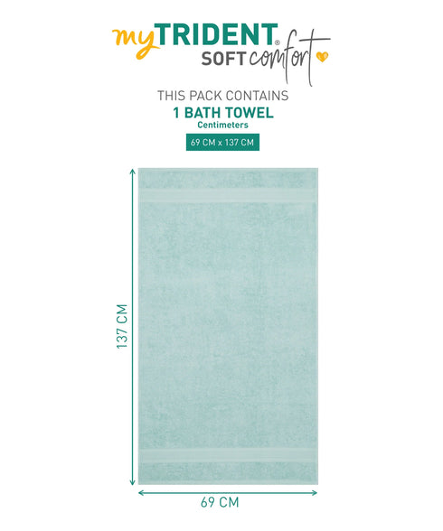 Soft Comfort 1Pc Bath Towel, Nile Blue|509 GSM Cotton|Air Rich Technology