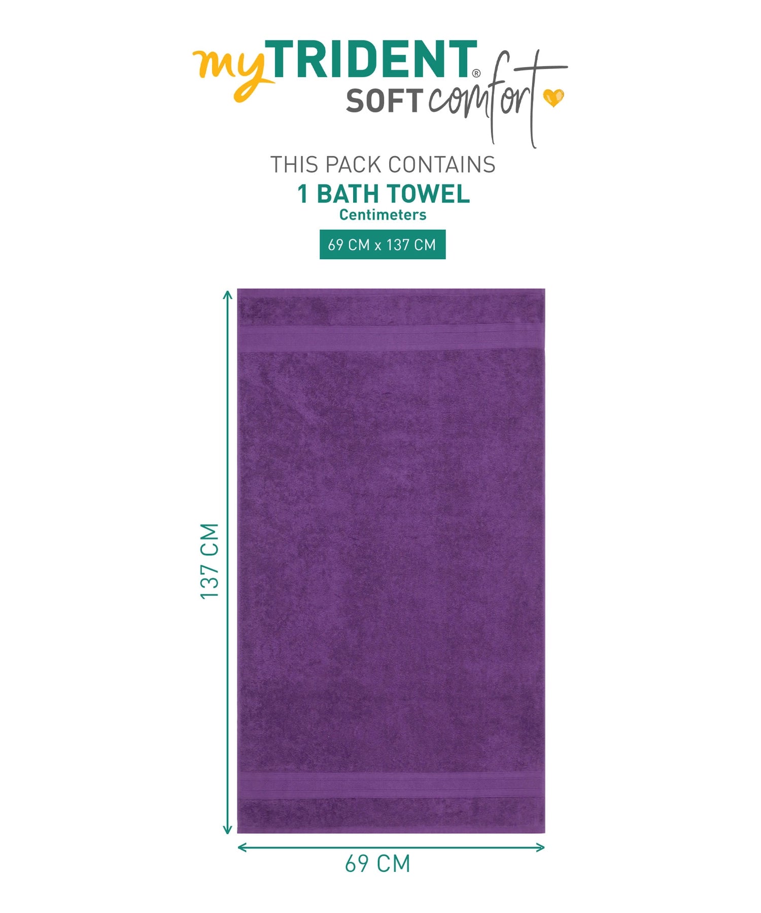 Soft Comfort 1Pc Bath Towel, Plum|509 GSM Cotton|Air Rich Technology