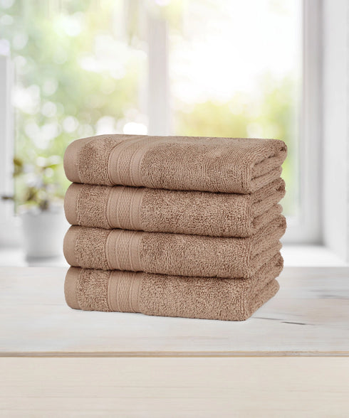 Soft Comfort 4Pc Hand Towel Set, Acron Brown|509 GSM Cotton|Air Rich Technology