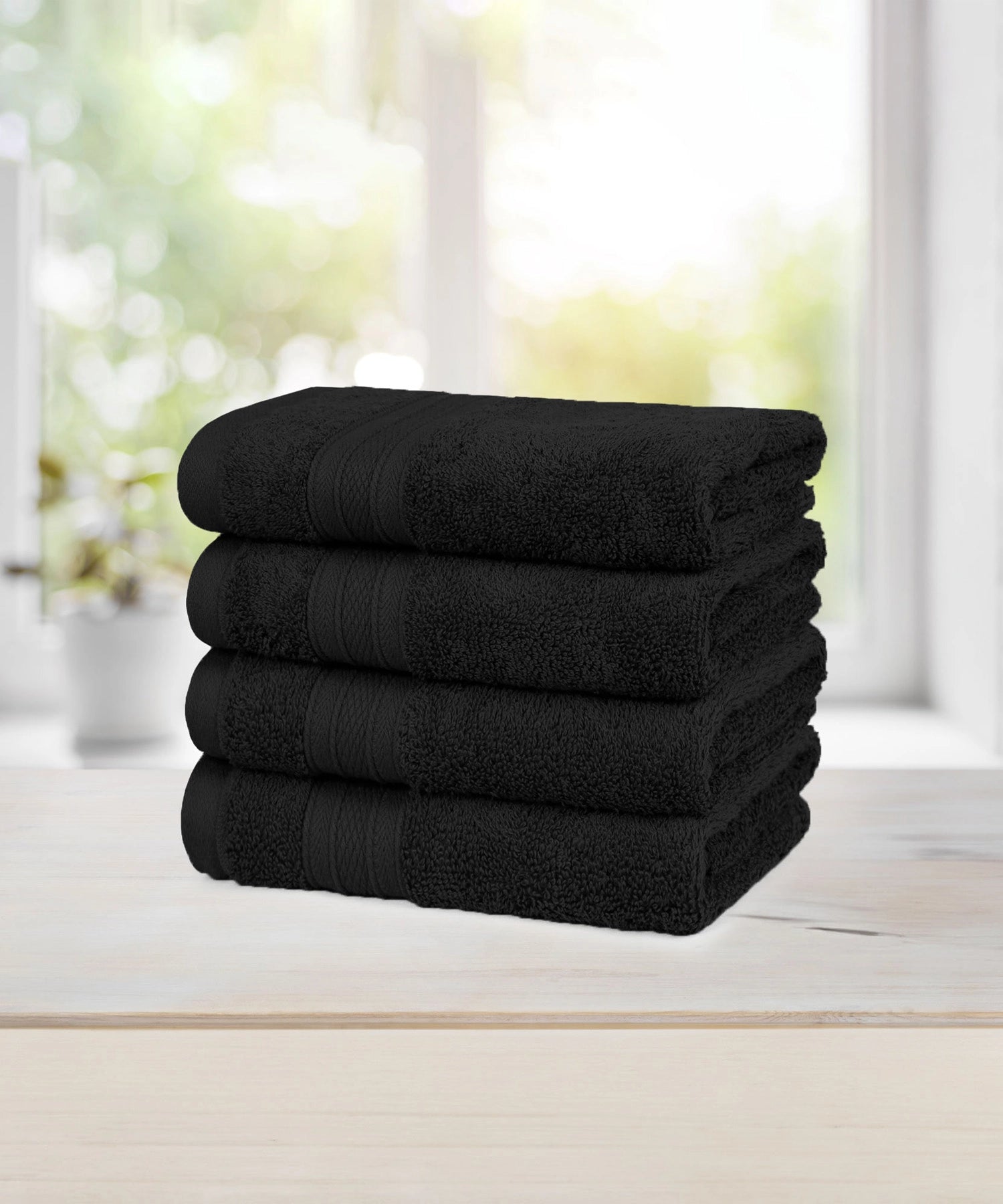 Soft Comfort 4Pc Hand Towel Set, Black|509 GSM Cotton|Air Rich Technology