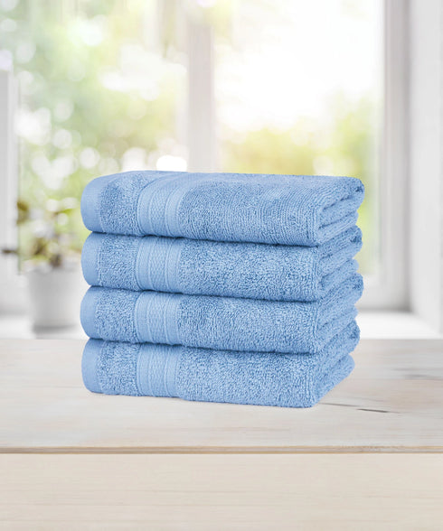 Soft Comfort 4Pc Hand Towel Set, Allure Blue|509 GSM Cotton|Air Rich Technology