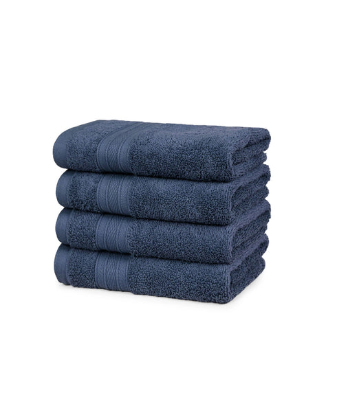 Soft Comfort 4Pc Hand Towel Set,Navy Blue|509 GSM Cotton|Air Rich Technology