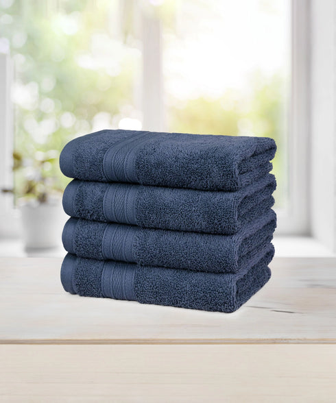 Soft Comfort 4Pc Hand Towel Set,Navy Blue|509 GSM Cotton|Air Rich Technology