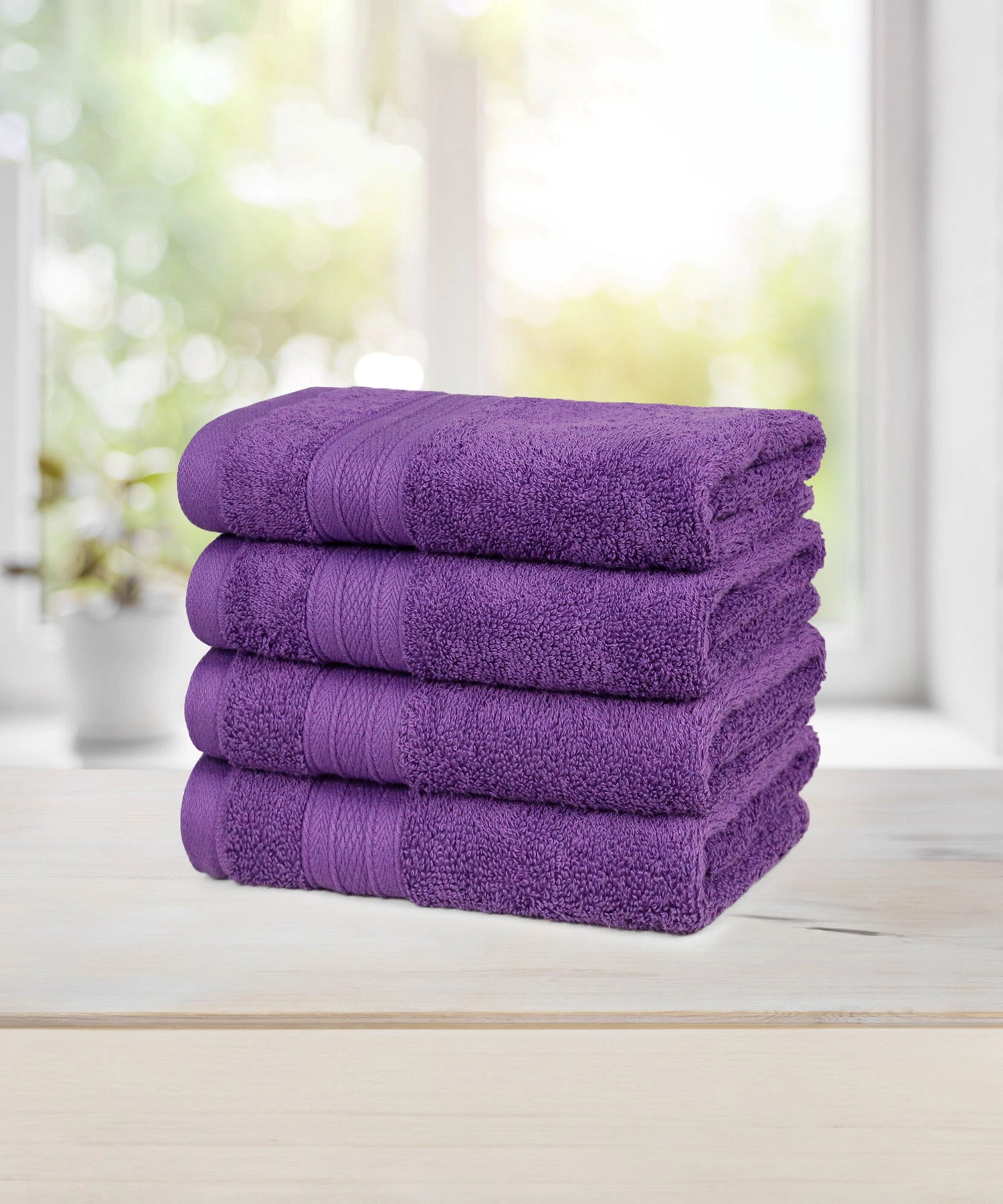 Soft Comfort 4Pc Hand Towel Set,Plum|509 GSM Cotton|Air Rich Technology