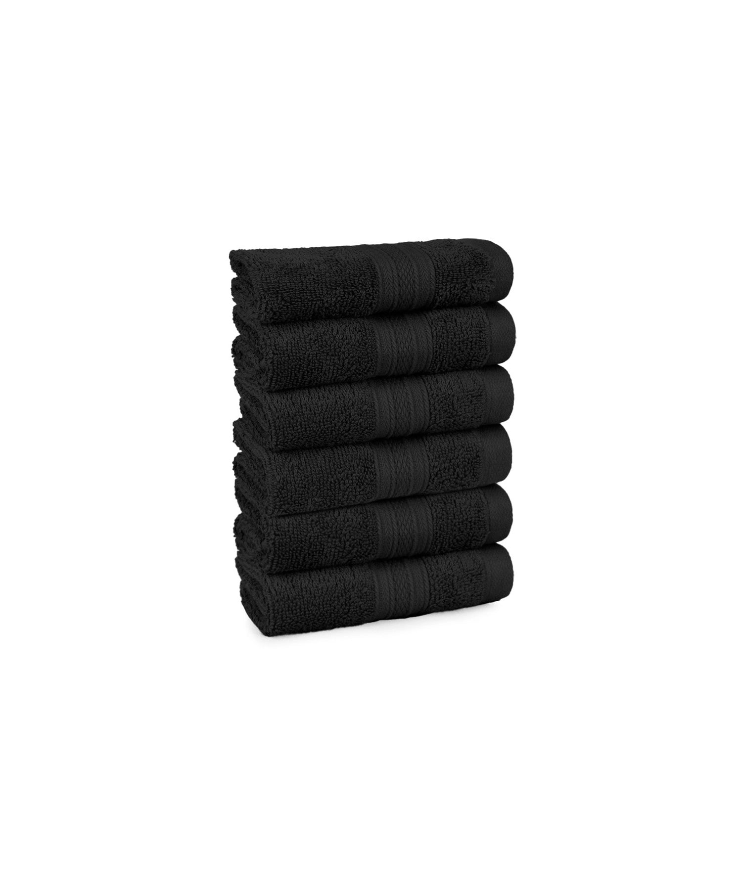 Soft Comfort 6Pc Face Towel Set, Black|509 GSM Cotton|Air Rich Technology