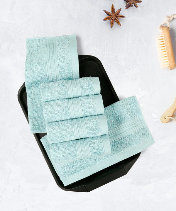 Soft Comfort 6Pc Face Towel Set, Nile Blue|509 GSM Cotton|Air Rich Technology