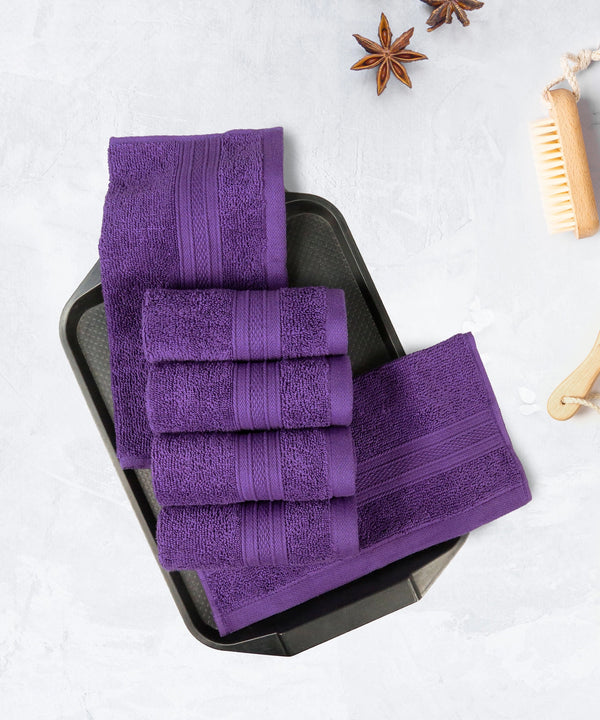Soft Comfort 6Pc Face Towel Set,Plum|509 GSM Cotton|Air Rich Technology