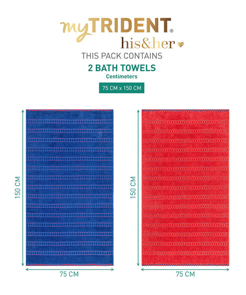 His & Her 2 PC Bath Towel Set, Tom & Jerry|500 GSM Cotton