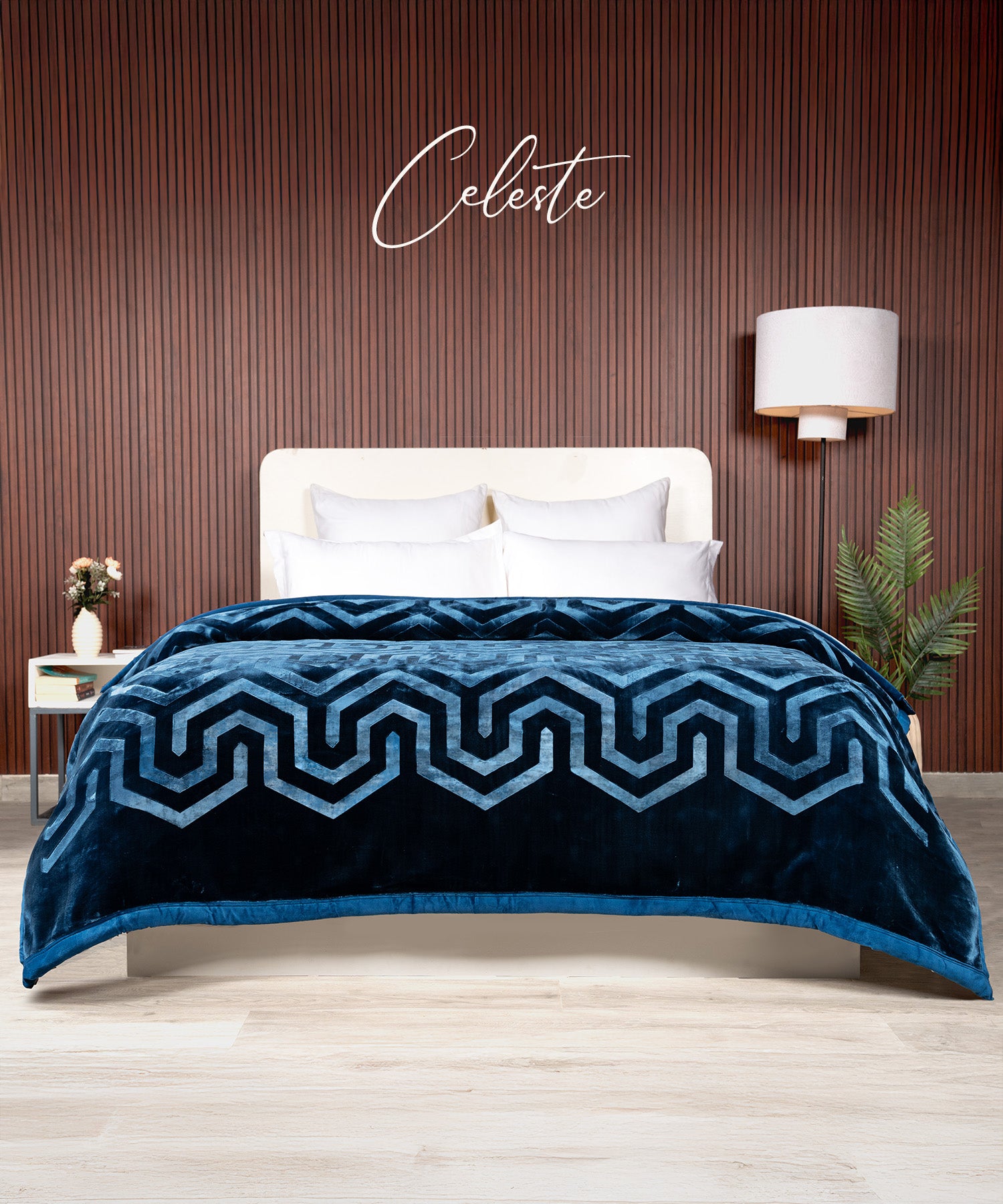 Classic Solid Embossed Mink Double Blanket, Celeste| 4KG Polyester