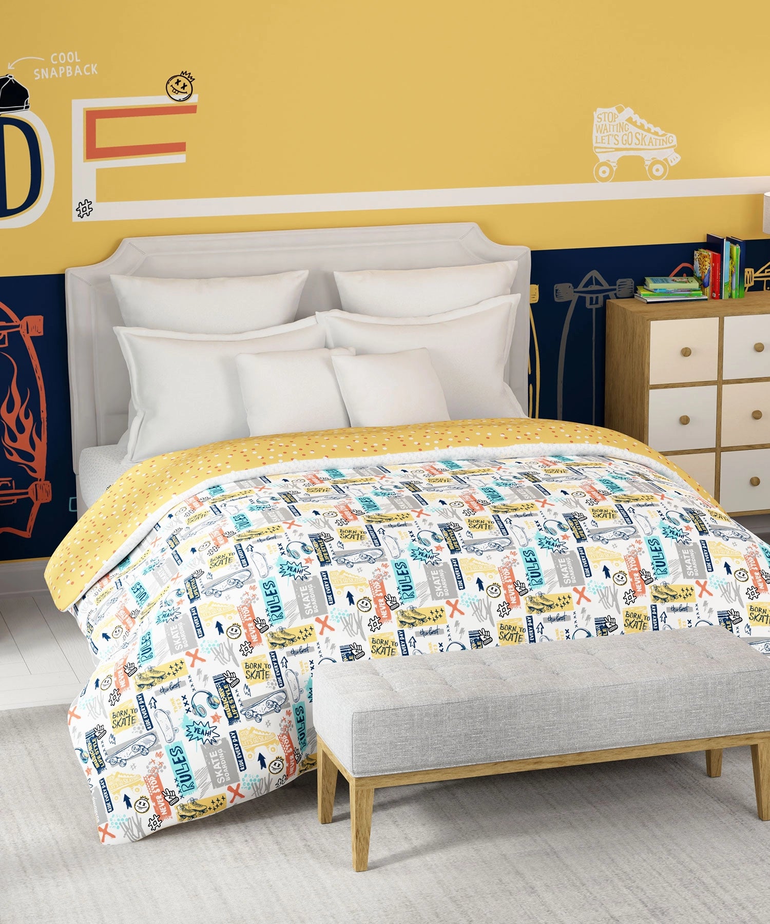 Juniors Double AC Blanket/Comforter, Streetstyle Skate|144 TC Cotton