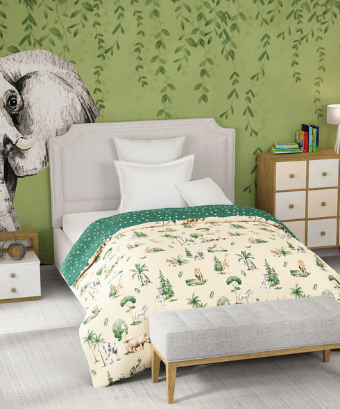Juniors Single AC Comforter, Jigsaw Jungle|144 TC Cotton