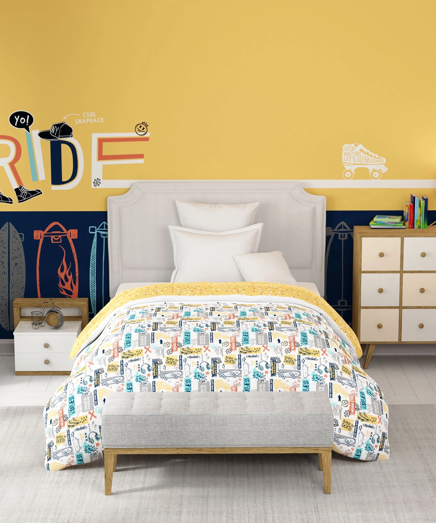 Juniors Single AC Blanket/Comforter, Streetstyle Skate|144 TC Cotton