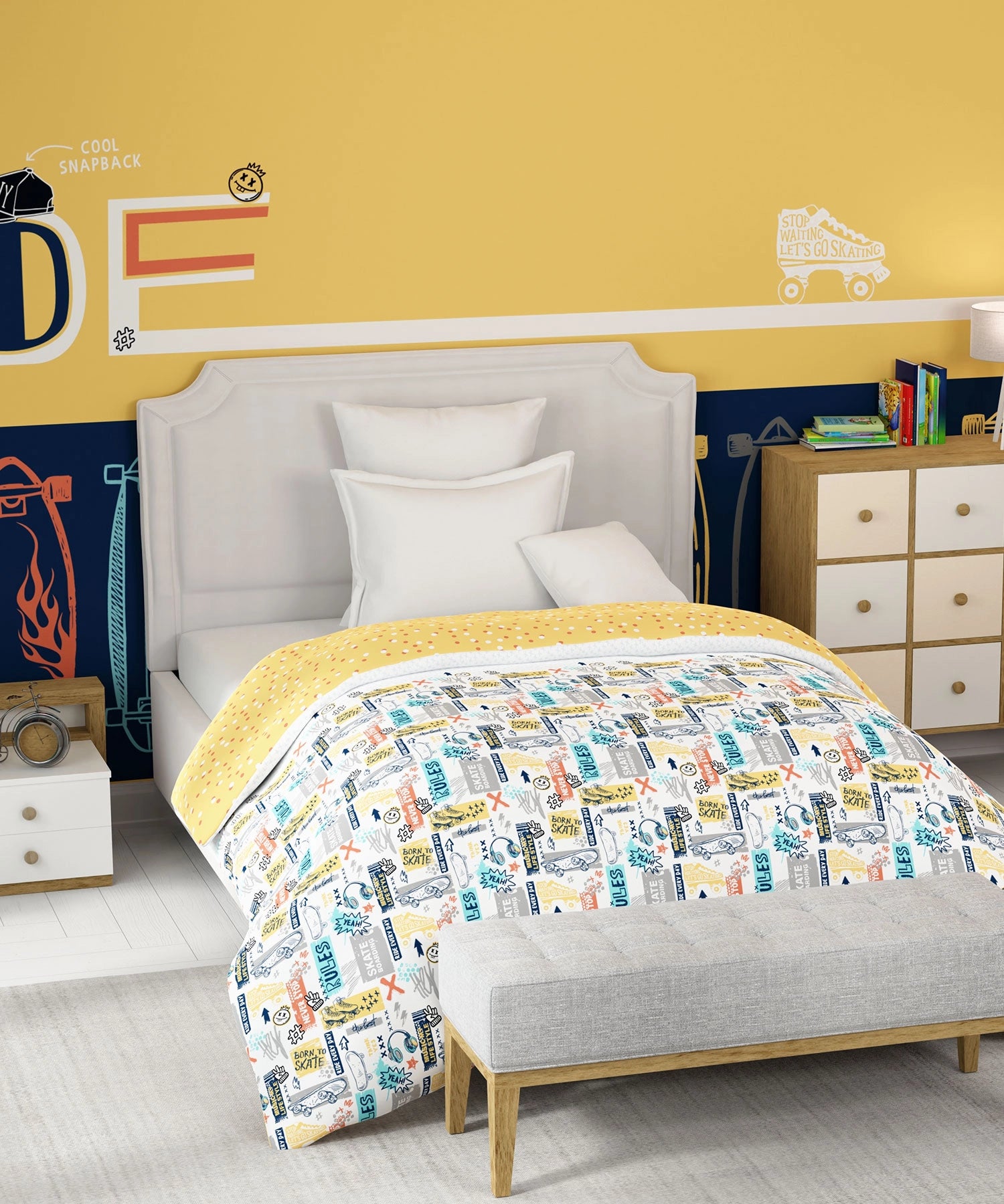 Juniors Single AC Blanket/Comforter, Streetstyle Skate|144 TC Cotton