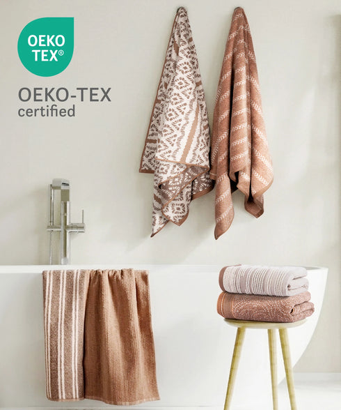 Indulgence By The FirePlace Bath Towel, Super Soft, Intricate Design, 600 GSM, Savanna