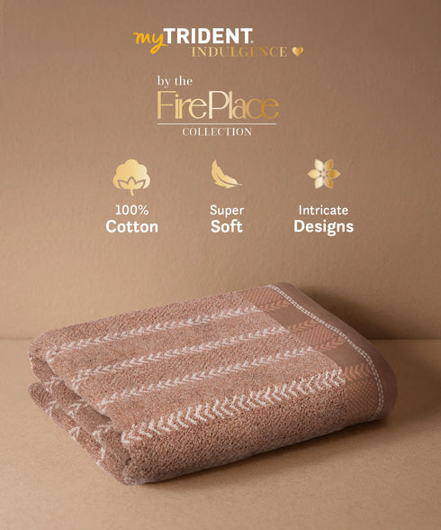 Indulgence By The FirePlace Bath Towel, Super Soft, Intricate Design, 600 GSM, Ginger