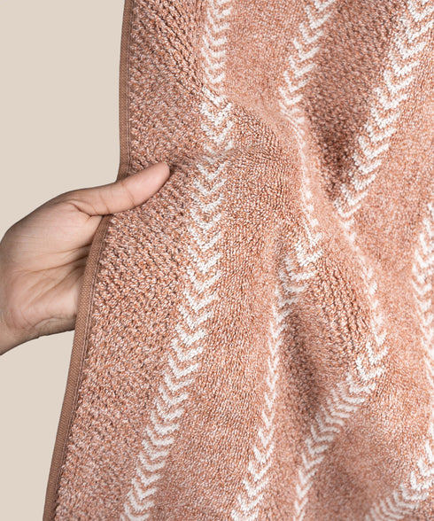 Indulgence By The FirePlace Bath Towel, Super Soft, Intricate Design, 600 GSM, Ginger