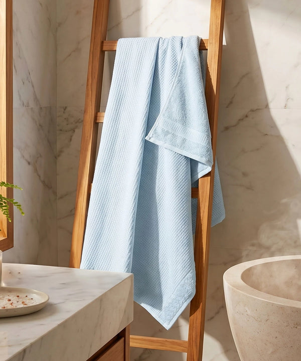 Finesse Fashion Waffle Bath Towel, Cloud|600 GSM Cotton