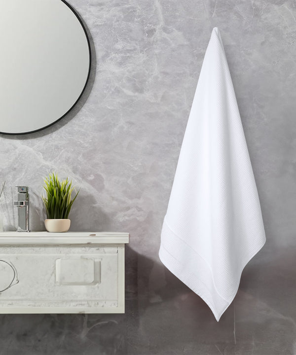Finesse Fashion Waffle Bath Towel, White|600 GSM Cotton