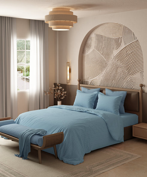Home Essential Pastel Poetry Geo Bedsheet, Maison Copenhagen|144TC Cotton| 2 Pillow Covers
