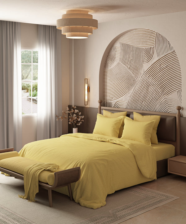 Home Essential Pastel Poetry Geo King Bedsheet, Maison Daisy|144TC Cotton| 2 Pillow Covers