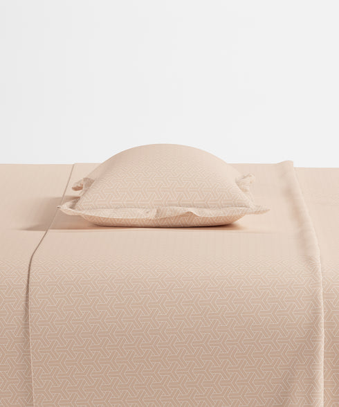 Home Essential Pastel Poetry Geo Bedsheet, Maison Marmalade|144TC Cotton| 2 Pillow Covers