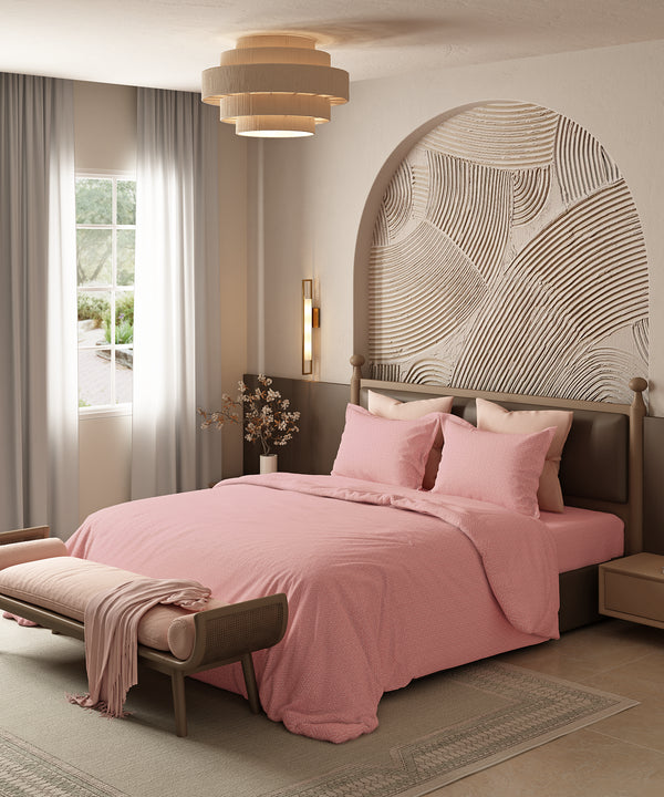 Home Essential Pastel Poetry Geo King Bedsheet, Maison Peony|144TC Cotton| 2 Pillow Covers