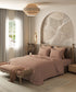 Home Essential Pastel Poetry Geo Bedsheet, Aldo Gingerbread|144TC Cotton| 2 Pillow Covers
