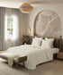Home Essential Pastel Poetry Geo Bedsheet, Aldo Butter|144TC Cotton| 2 Pillow Covers