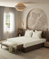Home Essential Pastel Poetry Geo Bedsheet, Aldo Butter|144TC Cotton| 2 Pillow Covers