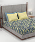Home Essential King Printed Bedsheet, 144TC, 100% Cotton-Elaila Navy Blue
