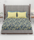 Home Essential King Printed Bedsheet, 144TC, 100% Cotton-Elaila Navy Blue
