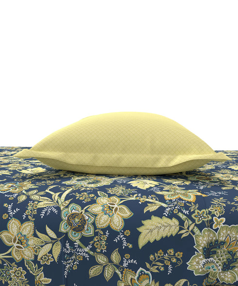 Home Essential King Printed Bedsheet, 144TC, 100% Cotton-Elaila Navy Blue