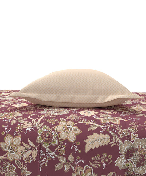 Home Essential King Printed Bedsheet, 144TC, 100% Cotton-Elaila Mauve