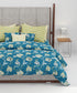 Home Essential King Printed Bedsheet, 144TC, 100% Cotton-Yasmin Teal