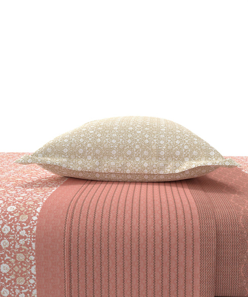 Home Essential King Printed Bedsheet, 144TC, 100% Cotton-Emaar Red