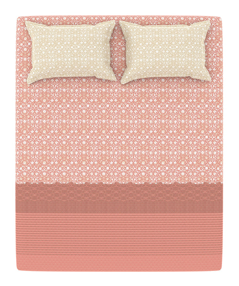 Home Essential King Printed Bedsheet, 144TC, 100% Cotton-Emaar Red