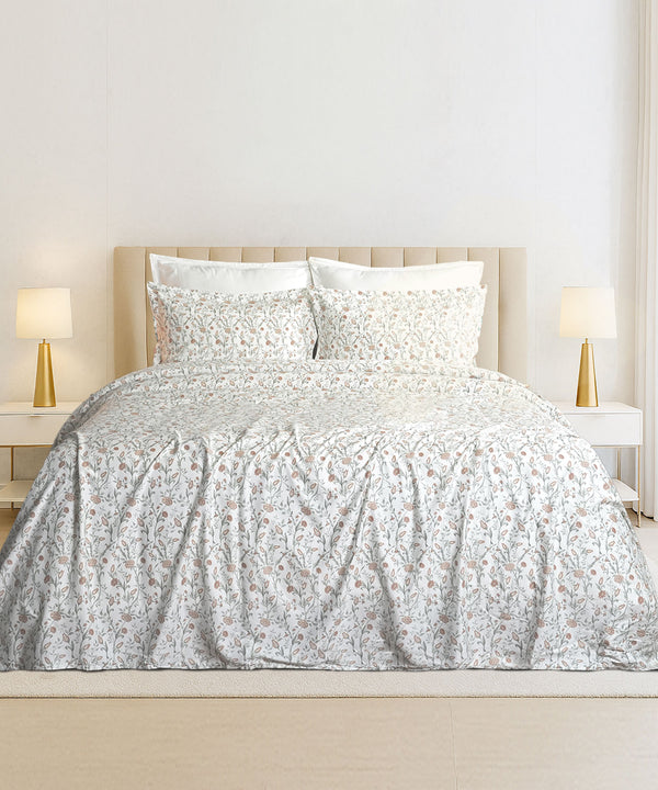 Luxe Home King Bedsheet, Amber|300 TC Cotton Bamboo|4 Pillow Covers