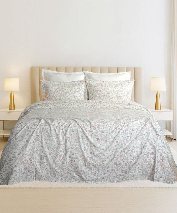 Luxe Home King Bedsheet, Ginni|300 TC Cotton Bamboo|4 Pillow Covers