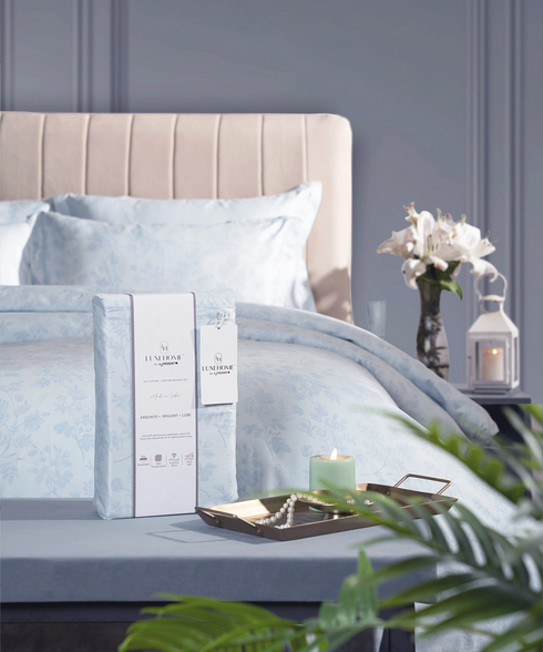 Luxe Home King Bedsheet, Aurelia|600 TC Cotton|4 Pillow Covers