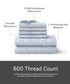 Luxe Home King Bedsheet, Aurelia|600 TC Cotton|4 Pillow Covers