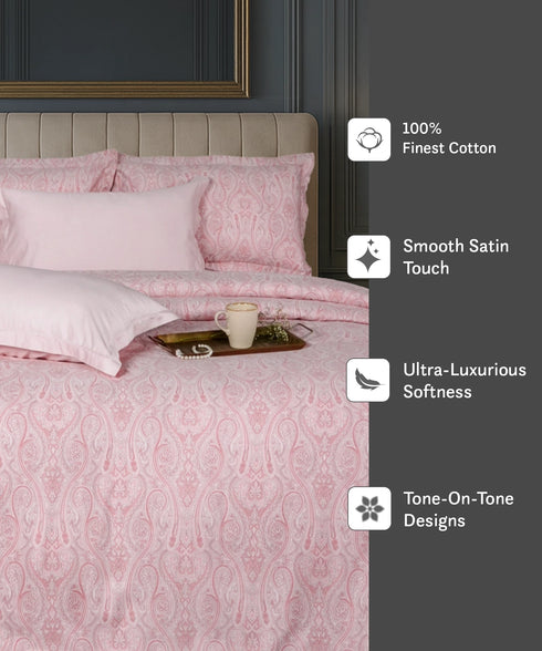 Luxe Home King Bedsheet, Majesty|600 TC Cotton|4 Pillow Covers