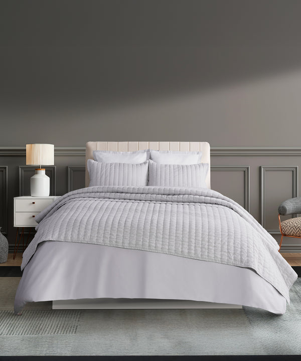 Nectarsoft Italian Retreat King Bedcover Set, S Grey|90 GSM Cotton|3 Pc Set